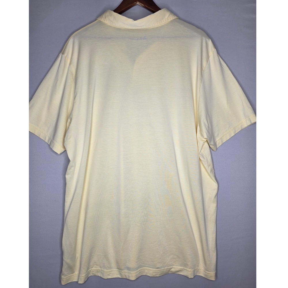 Travis Mathew Golf Polo Shirt XXL Yellow Gray Palm trees minor flaws - Picture 2 of 8